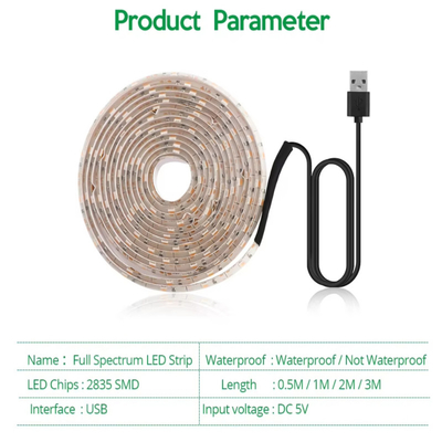 Strip Tanaman Spektrum Penuh Pencahayaan Tahan Air Dalam Ruangan Strip Lampu Tumbuh LED