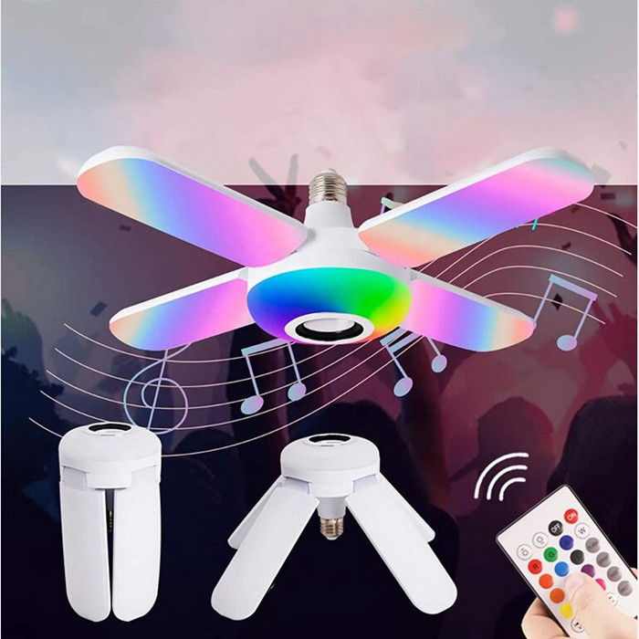 Four Leaf Fan Blade 20w Lampu Musik Bluetooth, Bola Lampu Led Dalam Ruangan Cri80